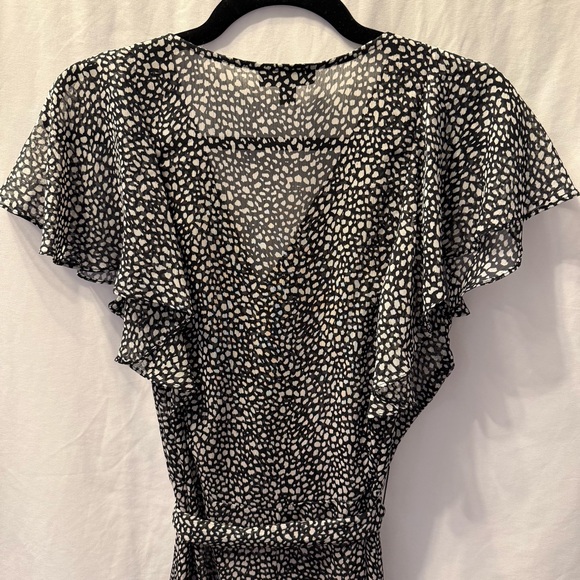 MSK Ruffle Midi Dress 12 Flutter Sleeve Tie Waist Whimsigoth Dark Academia Artsy - Picture 9 of 12